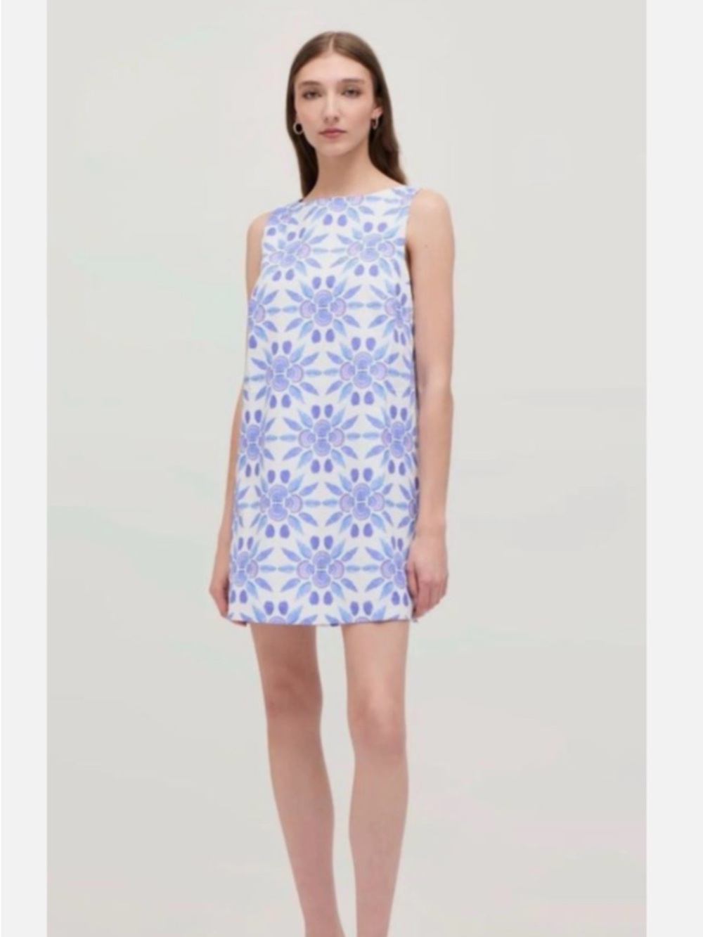 NWOT Hill House The Charlie shift dress- blue shell mosaic size small